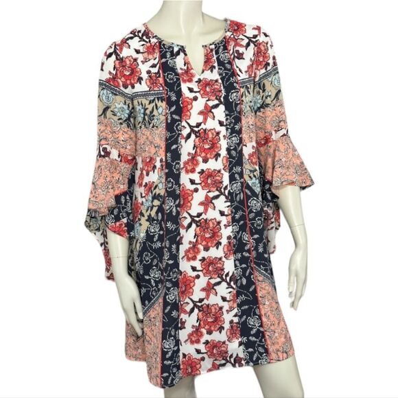 Cato Work Dress Ruffled Bell Sleeve Shift Feminine Bohemian Wedding Guest Formal - Picture 15 of 16